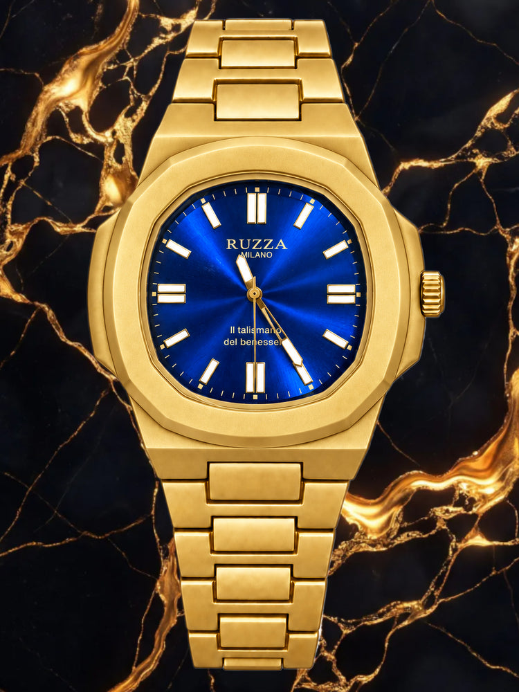 RUZZA WATCH GOLD BLUE SOLEIL