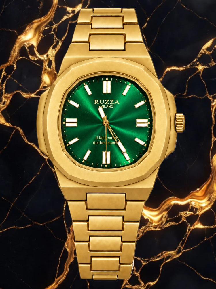 RUZZA WATCH GOLD GREEN SOLEIL