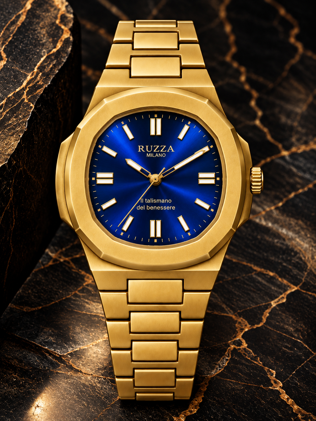 RUZZA WATCH GOLD BLUE SOLEIL
