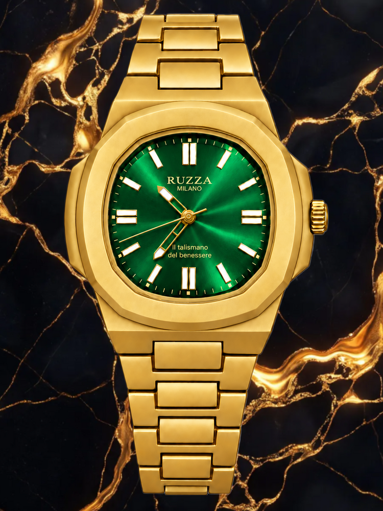 RUZZA WATCH GOLD GREEN SOLEIL