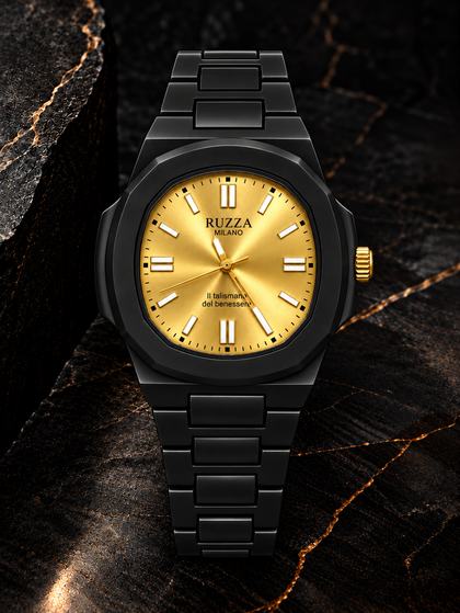 RUZZA WATCH BLACK GOLD SOLEIL