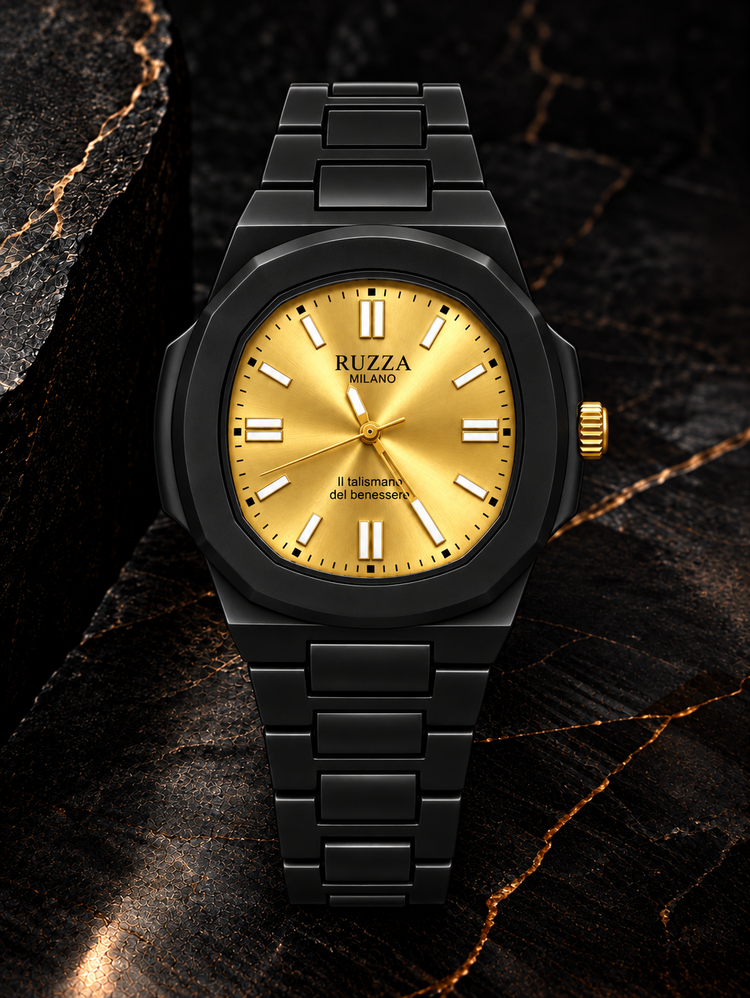 RUZZA WATCH BLACK GOLD SOLEIL