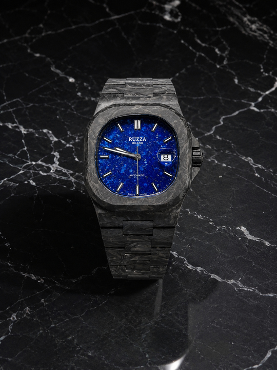 Ruzza Watch Luxury Carbon Black - Lapislazzuli