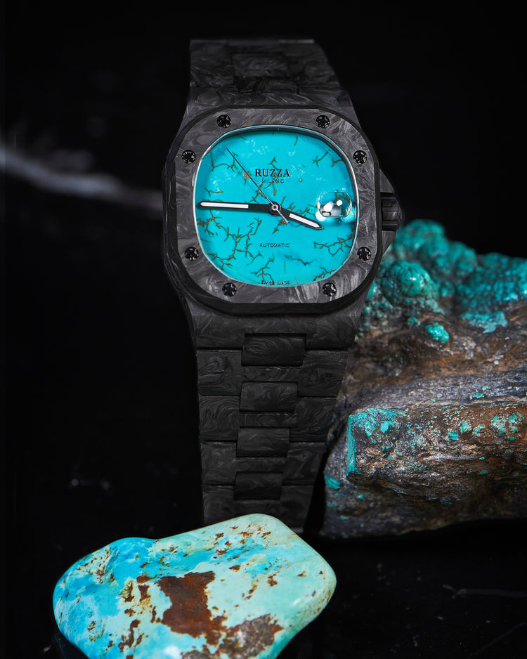Ruzza Watch Luxury Black Turchese