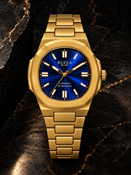 RUZZA WATCH GOLD BLUE SOLEIL