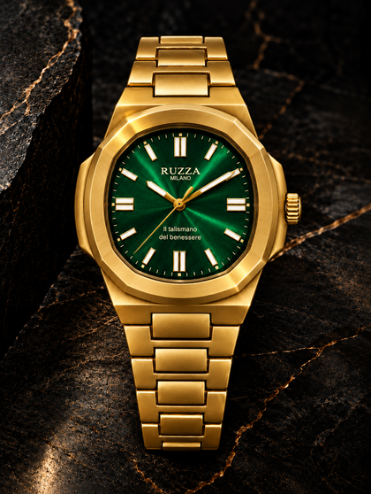 RUZZA WATCH GOLD GREEN SOLEIL