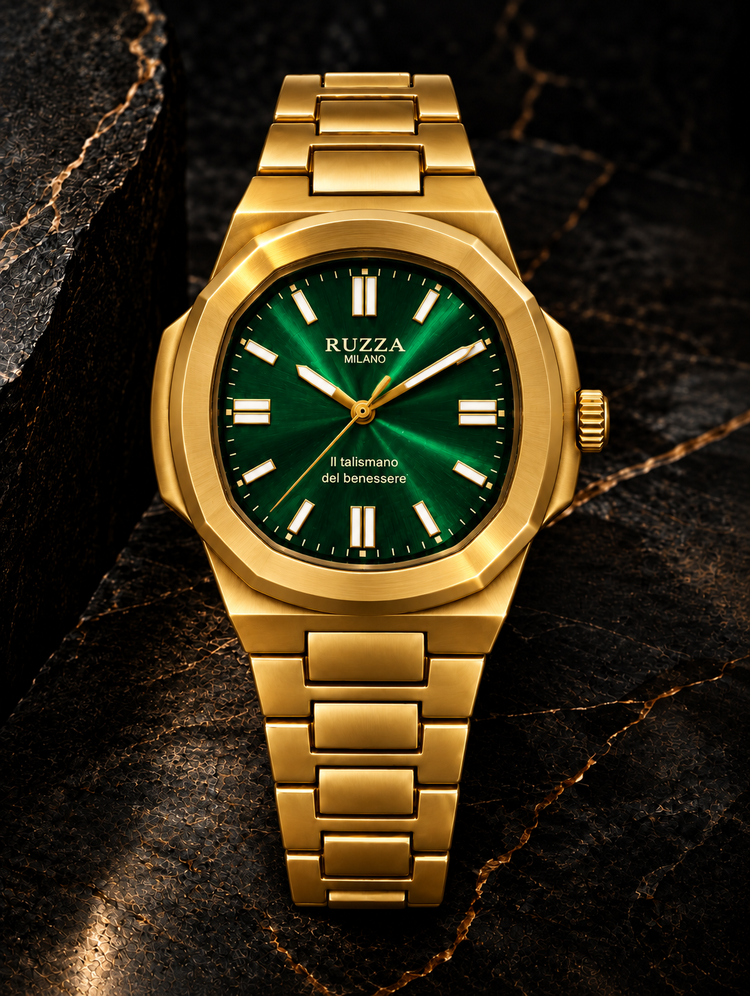 RUZZA WATCH GOLD GREEN SOLEIL