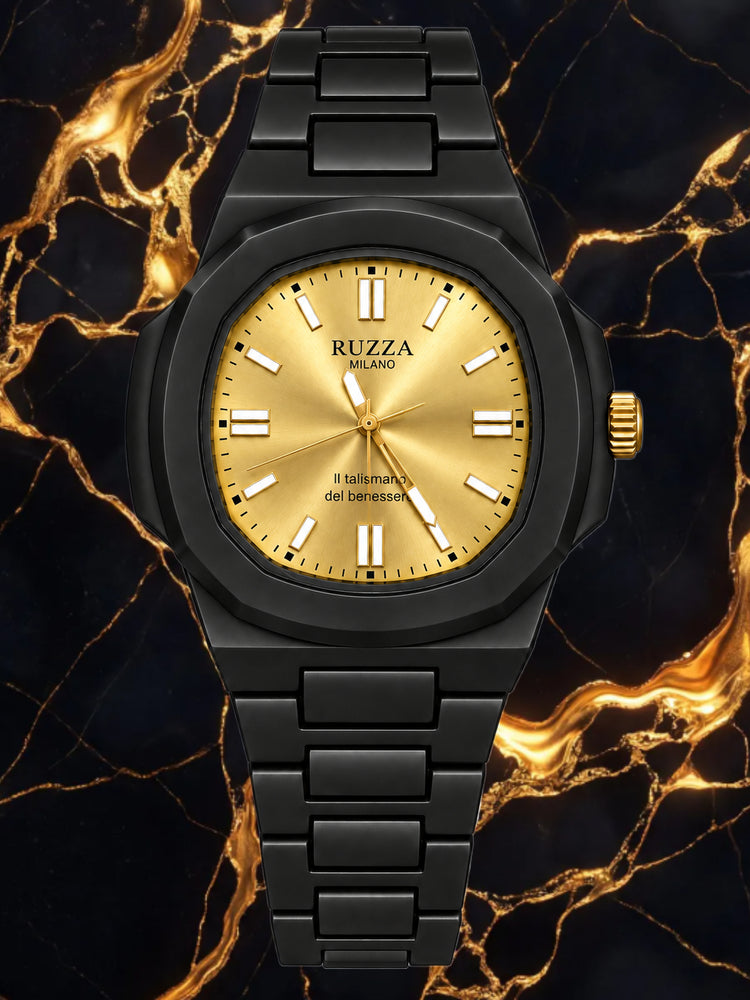 RUZZA WATCH BLACK GOLD SOLEIL