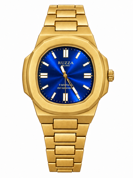 RUZZA WATCH GOLD BLUE SOLEIL