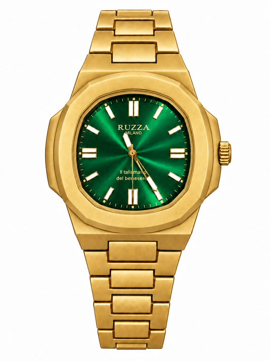 RUZZA WATCH GOLD GREEN SOLEIL