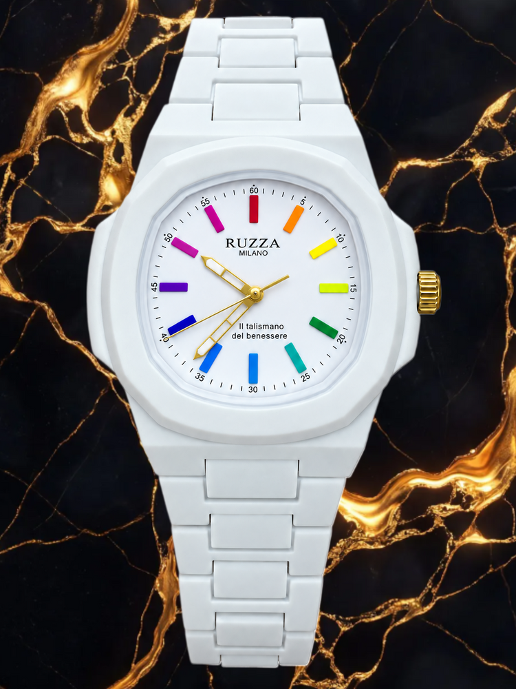 RUZZA WATCH RAINBOW WHITE