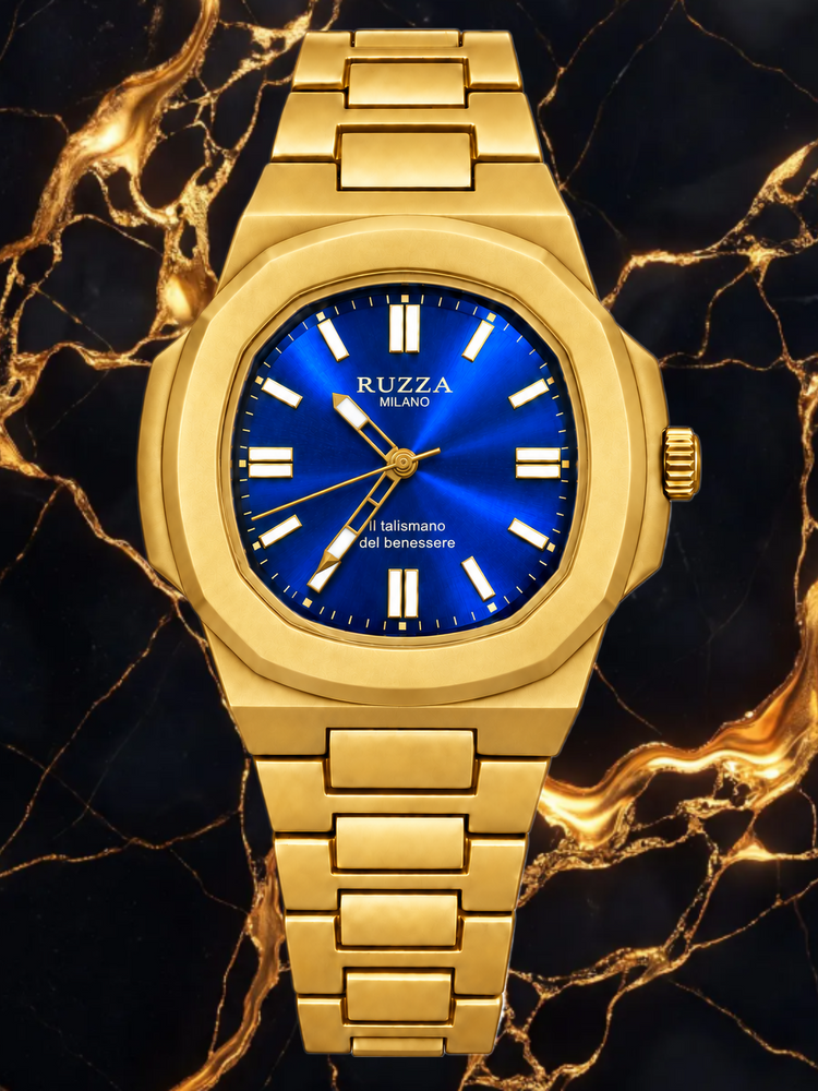 RUZZA WATCH GOLD BLUE SOLEIL