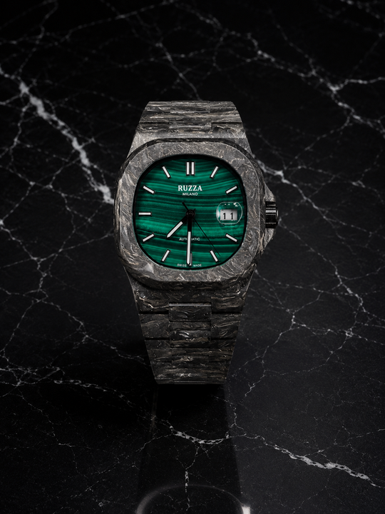 Ruzza Watch Luxury Carbon Black - Malachite